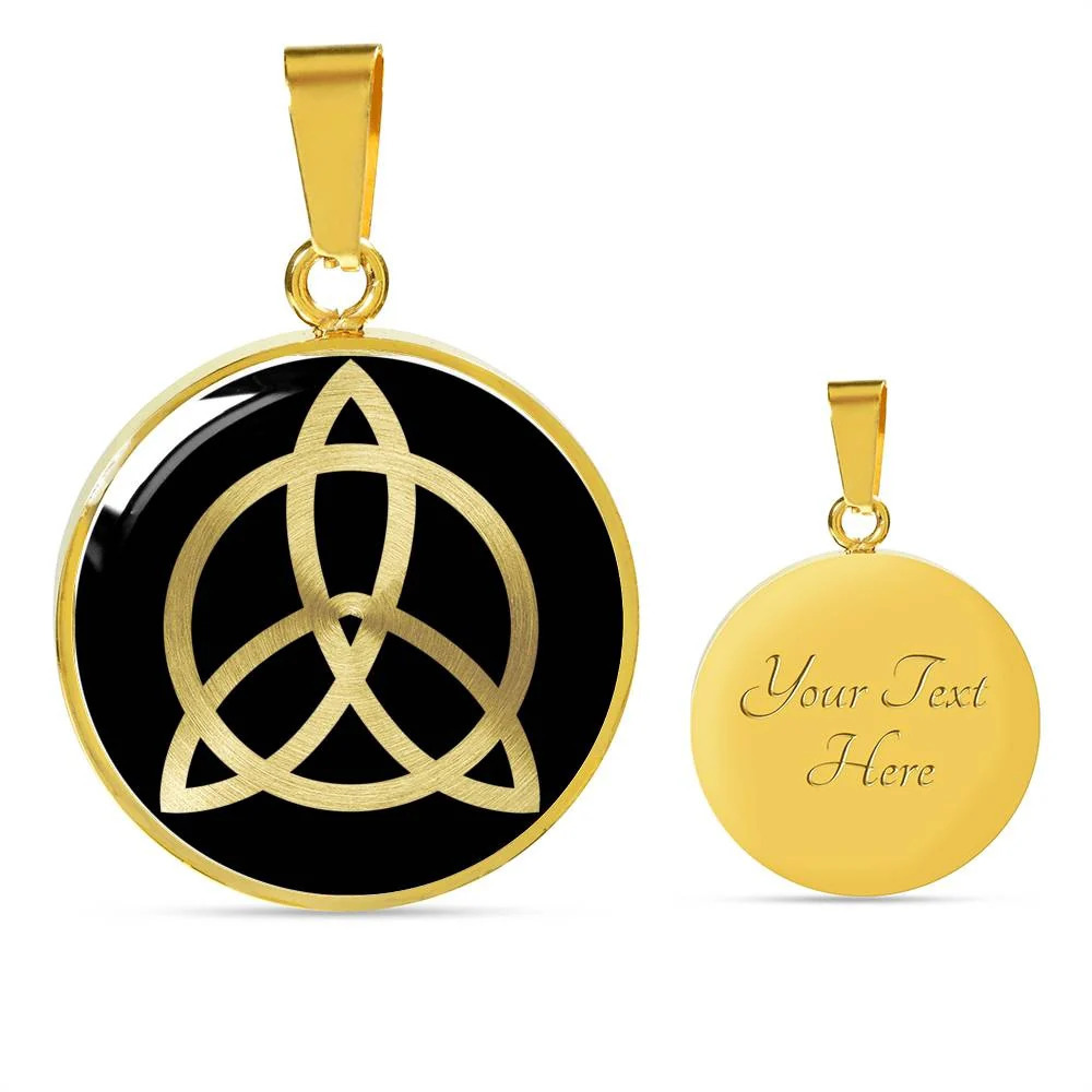 Zeppelin Symbol Celtic Knot Personalized Engraved Gold Circle Necklace Custom N